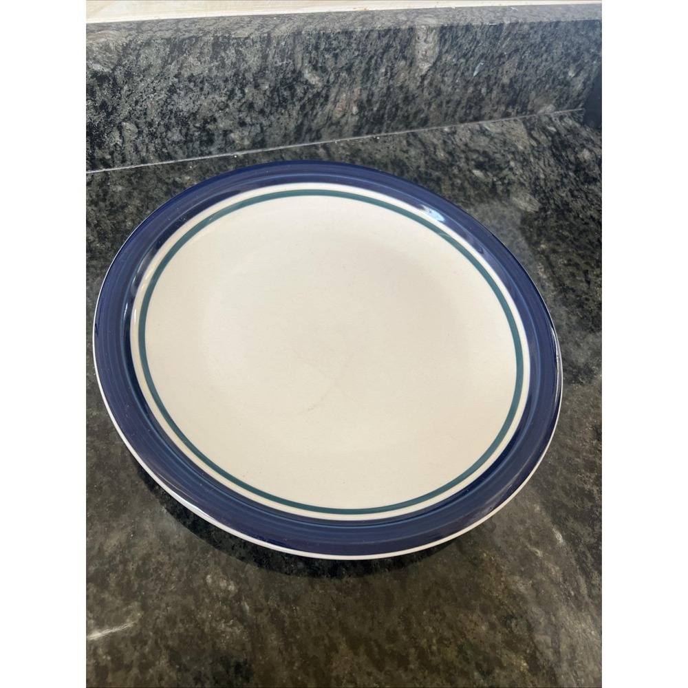Vtg Kitchen Basics Colors By Tienshan 12" Blue Green Stripe Serving Platter‎